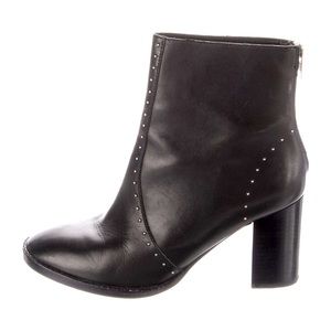 AllSaints Mila Leather Studded Ankle Boots (Size 40/US Size 9)